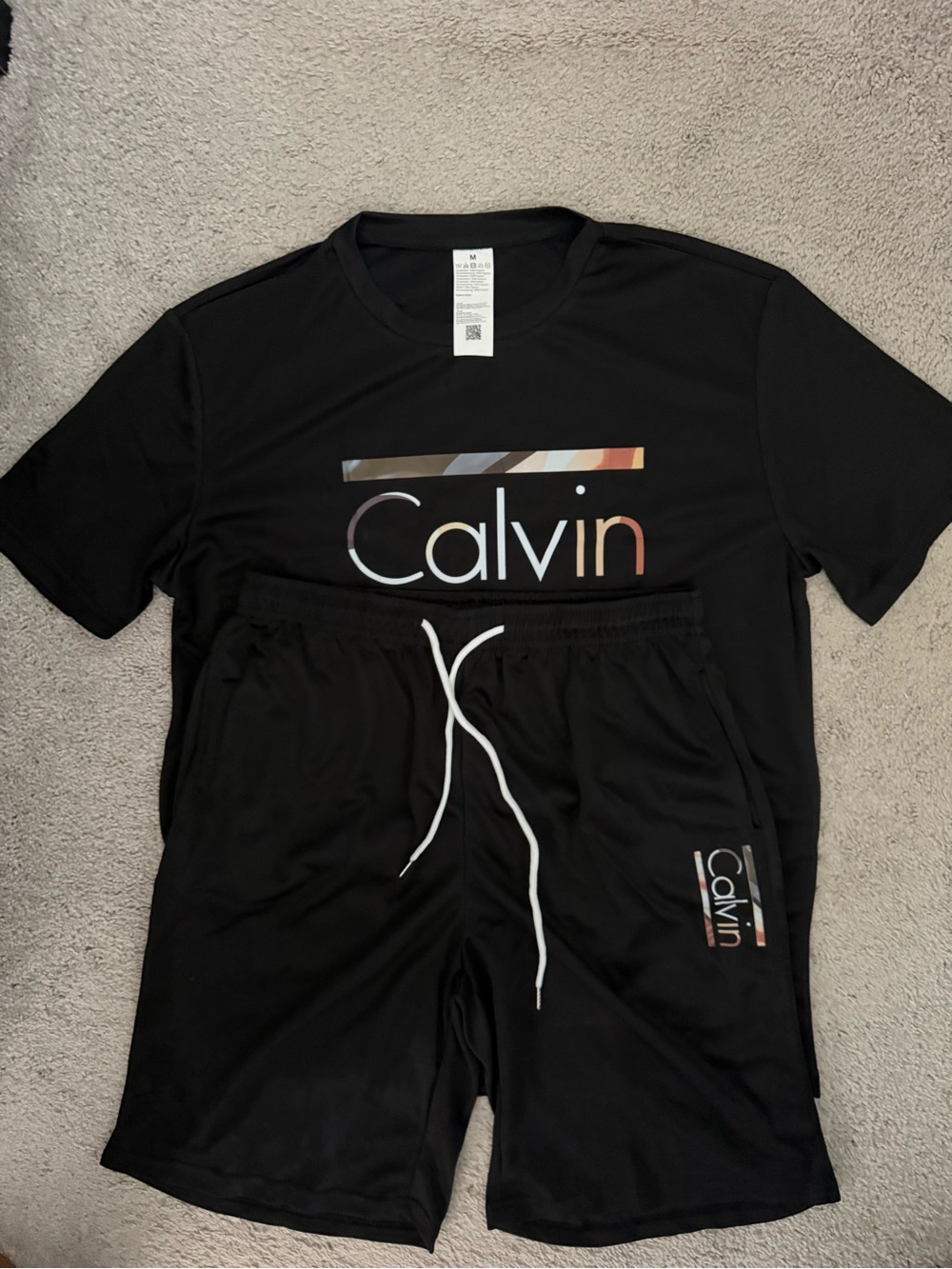 Calvin Men's Black Pajama Set with Logo - Picture 2 of 3